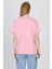 Pembe Yazı Baskılı %100 Pamuk Oversize Tişört 2150-17M 5