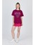 Bordo Yazı Baskılı %100 Pamuk Oversize Tişört 2150-17M 3
