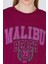 Bordo Yazı Baskılı %100 Pamuk Oversize Tişört 2150-17M 4