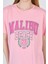 Pembe Yazı Baskılı %100 Pamuk Oversize Tişört 2150-17M 4