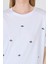 Beyaz Yazı Baskılı %100 Pamuk Oversize Tişört 2150-18M 4