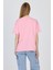 Pembe Yazı Baskılı %100 Pamuk Oversize Tişört 2150-18M 5