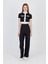 Siyah Düğmeli Crop Bluz & Şeritli Palazzo Pantolon Takım 2214 1