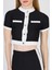 Siyah Düğmeli Crop Bluz & Şeritli Palazzo Pantolon Takım 2214 3