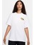 Sportswear Loose Fit Graphic Backprint Cotton T-Shirt Kadın Bol Kesim Pamuklu Tişört Beyaz 1