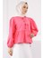 Pembe Kol Lastikli Poplin Gömlek 4