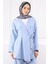 Bebe Mavi Çapraz Bağlamalı Keten Kimono Pantolon Takım 4
