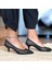Siyah File Rahat Kadın Alçak Ökçe Stiletto 1