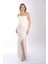 Drape Yaka Önden Yırtmaçlı Saten Abiye Elbise Dori 00KB7051 3