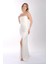 Drape Yaka Önden Yırtmaçlı Saten Abiye Elbise Dori 00KB7051 5