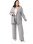 Büyük Beden Çizgili Gri Ceket Pantolon Ikili Takım 4