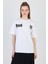 Beyaz Yazı Baskılı %100 Pamuk Oversize Tişört 6403 1