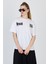 Beyaz Yazı Baskılı %100 Pamuk Oversize Tişört 6403 3