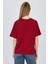 Bordo Yazı Baskılı %100 Pamuk Oversize Tişört 6403 5