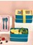 Iki Katlı Pinterest Lunch Bux Organizer Saklama Kabı & Erzak Kabı & Beslenme Kabı - Dikdörtgen Sarı&yeşil 5