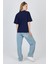 Lacivert Ayı Baskılı Oversize Tişört 6559 5