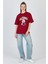 Bordo Ayı Baskılı Oversize Tişört 6559 3