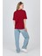 Bordo Ayı Baskılı Oversize Tişört 6559 5