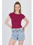 Bordo Bisiklet Yaka Pamuklu Slim Fit Tişört 9190 1