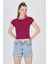 Bordo Bisiklet Yaka Pamuklu Slim Fit Tişört 9190 3