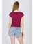 Bordo Bisiklet Yaka Pamuklu Slim Fit Tişört 9190 5
