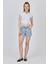 Beyaz Bisiklet Yaka Pamuklu Slim Fit Crop Tişört 9199M 3
