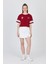Bordo Yazı Baskılı Crop Tişört 6584 2