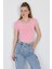 Pembe Bisiklet Yaka Basic Crop Tişört 9200M 1