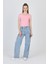 Pembe Bisiklet Yaka Basic Crop Tişört 9200M 3