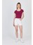 Bordo Bisiklet Yaka Basic Crop Tişört 9200M 2