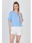 Bebe Mavi Yazı Nakışlı Crop Tişört 25259 1