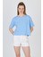 Bebe Mavi Yazı Nakışlı Crop Tişört 25259 3