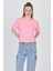 Şeker Pembe Yazı Nakışlı Crop Tişört 25259 3