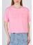 Şeker Pembe Yazı Nakışlı Crop Tişört 25259 4