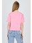 Şeker Pembe Yazı Nakışlı Crop Tişört 25259 5