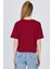 Bordo Yazı Nakışlı Crop Tişört 25259 5