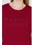 Bordo Yazı Nakışlı Crop Tişört 25259 4