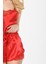 Zariften Kırmızı Saten Babydoll Şortlu Takım - 282 3