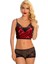 Zariften Bordo Saten Dantelli Babydoll Şortlu Takım - 288 1