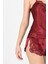 Zariften Bordo Saten Babydoll Şortlu Takım - 281 4
