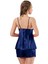 Zariften Lacivert Saten Babydoll Şortlu Takım - 331 2