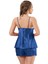 Zariften Lacivert Saten Babydoll Şortlu Takım - 331 3