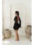 Sariah Pencere Detay Siyah Triko Elbise 4