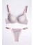 Lingerie Kadın Çizgili Mikro Kumaş Taşlı Askılı Dolgulu Sütyen Takım 1