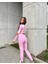 Kadın Pembe Kalçası Büzgülü Fitness Spor Takım 1