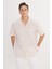 Pamuklu Keten Oversize Fit Bol Kesim Hawai Yaka Gömlek 3