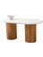 Orkide Kar Beyaz Renk Highgloss Lora Naturel Ahşap Ayak Sabit 160X90 Masa 1