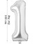 Folyo Balon 1 Rakamı Helyum Balon 100 cm Gümüş Renk - 1 Yaş Balonu - 1 Rakam Balon - 40 Inch 1