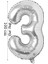 Folyo Balon 3 Rakamı Helyum Balon 100 cm Gümüş Renk - 3 Yaş Balonu - 3 Rakam Balon - 40 Inch 1