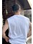 Erkek Beyaz Basketci Sıfır Kol Bisiklet Yaka Oversıze Kolsuz Kejıl T-Shirt 3
